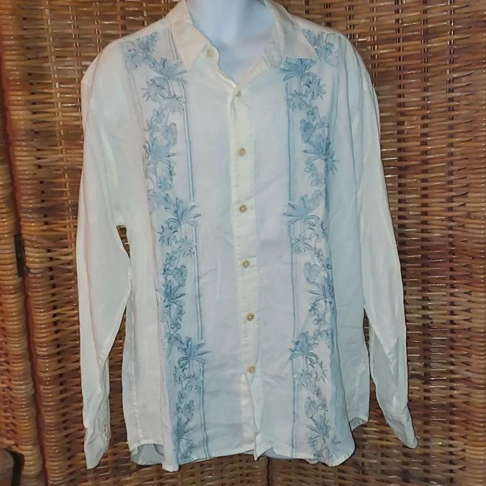 Tommy Bahama Aloha Linen Hawaiian Print Shirt XL